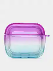 Голубой силиконовый чехол для AirPods 3, 8 цветов, градиент, с креплением под карабин