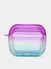 Голубой силиконовый чехол для AirPods 3, 8 цветов, градиент, с креплением под карабин