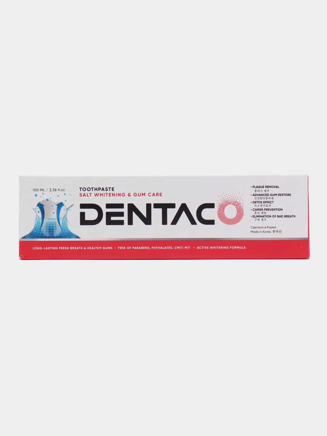 Красный зубная паста Dentaco, корейская, с минеральной солью, отбеливающая