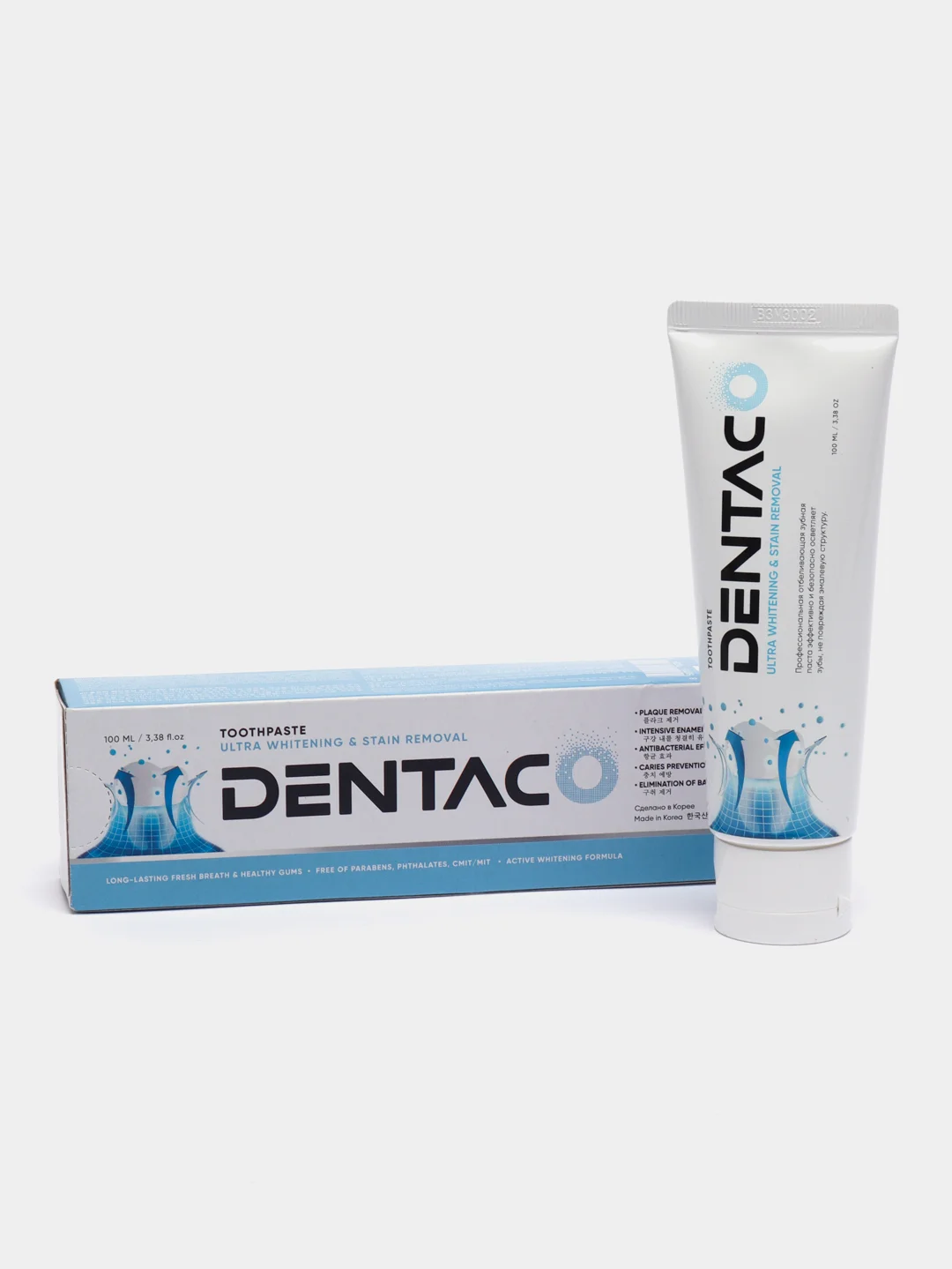 Синий зубная паста Dentaco, корейская, с минеральной солью, отбеливающая