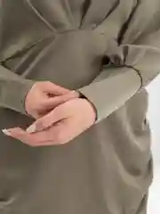 Зелёный хаки платье женское мини с длинным рукавом, платье на новый год