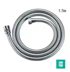 Черный hansen шланг для душа или биде 1.0-1,5м Silverflex, с защитой от перекручивания, хром