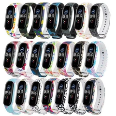 Ремешок для Xiaomi Mi Band 5, 6, силиконовый, с принтом