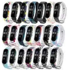 Ремешок для Xiaomi Mi Band 5, 6, силиконовый, с принтом