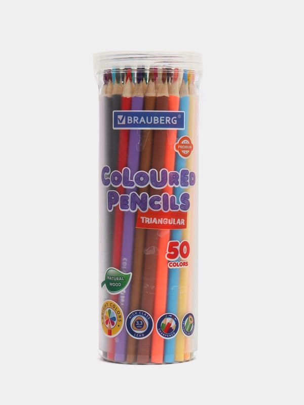 Карандаши цветные мягкие художественные для рисования Brauberg Premium 50 цветов, 181935