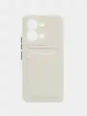 Белый чехол силиконовый для Vivo V25/V25E (Виво В25/В25Е), с карманом для карт