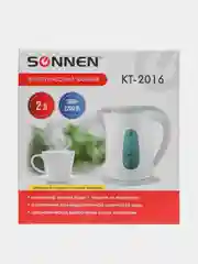 Чайник SONNEN KT-2016, 2.0л, 2200Вт, пластик, белый/голубой,453417