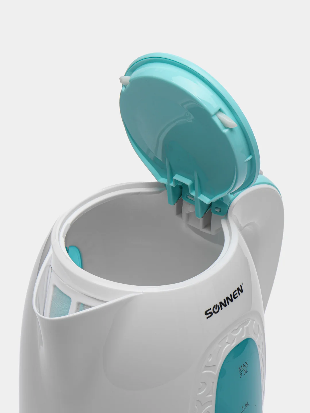 Чайник SONNEN KT-2016, 2.0л, 2200Вт, пластик, белый/голубой,453417