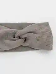 Серый меланж повязка на голову, утепленная, двухслойная, вязаная