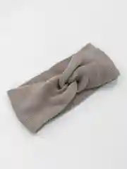 Серый меланж повязка на голову, утепленная, двухслойная, вязаная