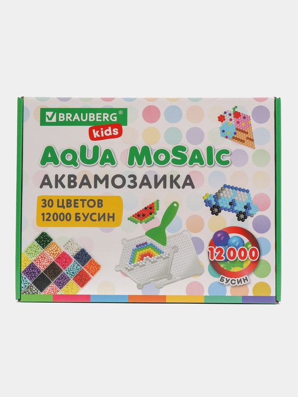 Аквамозаика Aqua Pixels, 30 цветов, 12000 бусин с трафаретами, инструментами Brauberg 664917