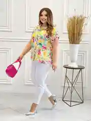 Лимонный рубашка женская, большие размеры, широкая, с коротким рукавом