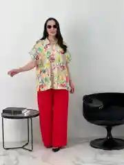 Лимонный рубашка женская, большие размеры, широкая, с коротким рукавом