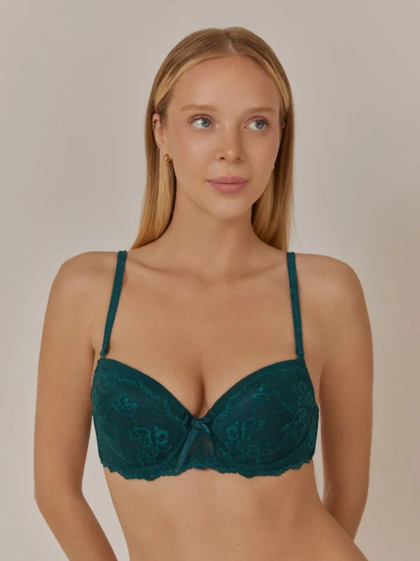 Зеленый бюстгальтер женский на косточках, без эффекта push-up Infinity Lingerie