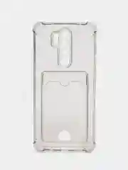 Черный чехол для Xiaomi Redmi Note 8 Pro, Сяоми Редми Нот 8 Про, прозрачный, с карманом для карты