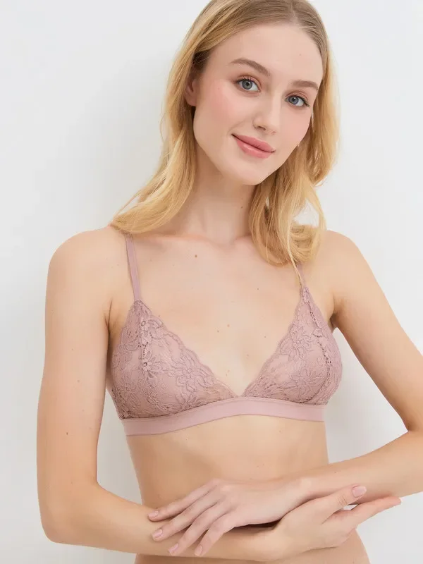 Розовый бюстгальтер-бралет женский без уплотнения Infinity Lingerie