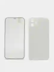 Белый чехол на Apple iPhone 12 Pro, 12 Pro Max (Айфон 12 Про Макс) 360 градусов с защитой экрана