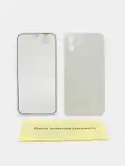 Белый чехол на Apple iPhone 12 Pro, 12 Pro Max (Айфон 12 Про Макс) 360 градусов с защитой экрана