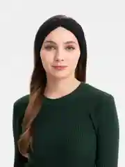 Черный вязаная повязка на голову, чалма теплая