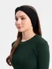 Черный вязаная повязка на голову, чалма теплая