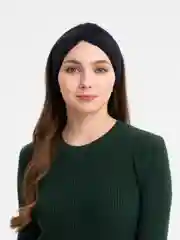 Черный повязка на голову теплая вязаная пушистая осень/весна