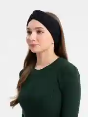 Черный повязка на голову теплая вязаная пушистая осень/весна