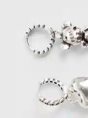 Серый металлик серьги "Мишки", "Сердечки" в подарочной коробочке