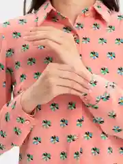 Розовый стильная женская рубашка с длинным рукавом