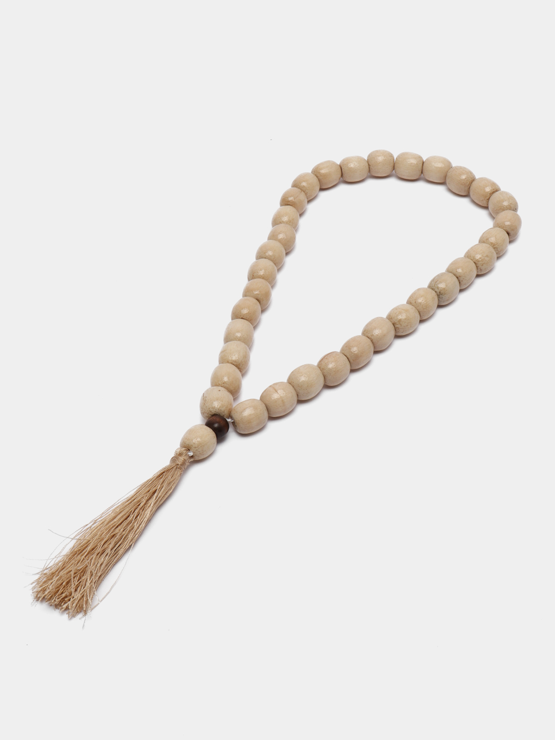 Wood Beads with Heart Tassel