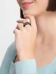 Серебряный стальное кольцо, антистресс, с вращающейся цепочкой