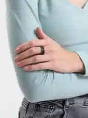 Серый металлик стальное кольцо, антистресс, с вращающейся цепочкой