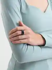 Черный акриловое кольцо с мраморным дизайном, 2 цвета, 17 мм