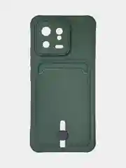 Лесной зеленый чехол Xiaomi 13, Сяоми 13 силиконовый с карманом для карты