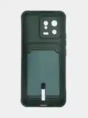 Лесной зеленый чехол Xiaomi 13, Сяоми 13 силиконовый с карманом для карты