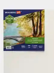 Холст полотно на картоне (МДФ), 30х30 см, грунт, хлопок, мелкое зерно, Brauberg Art 191672