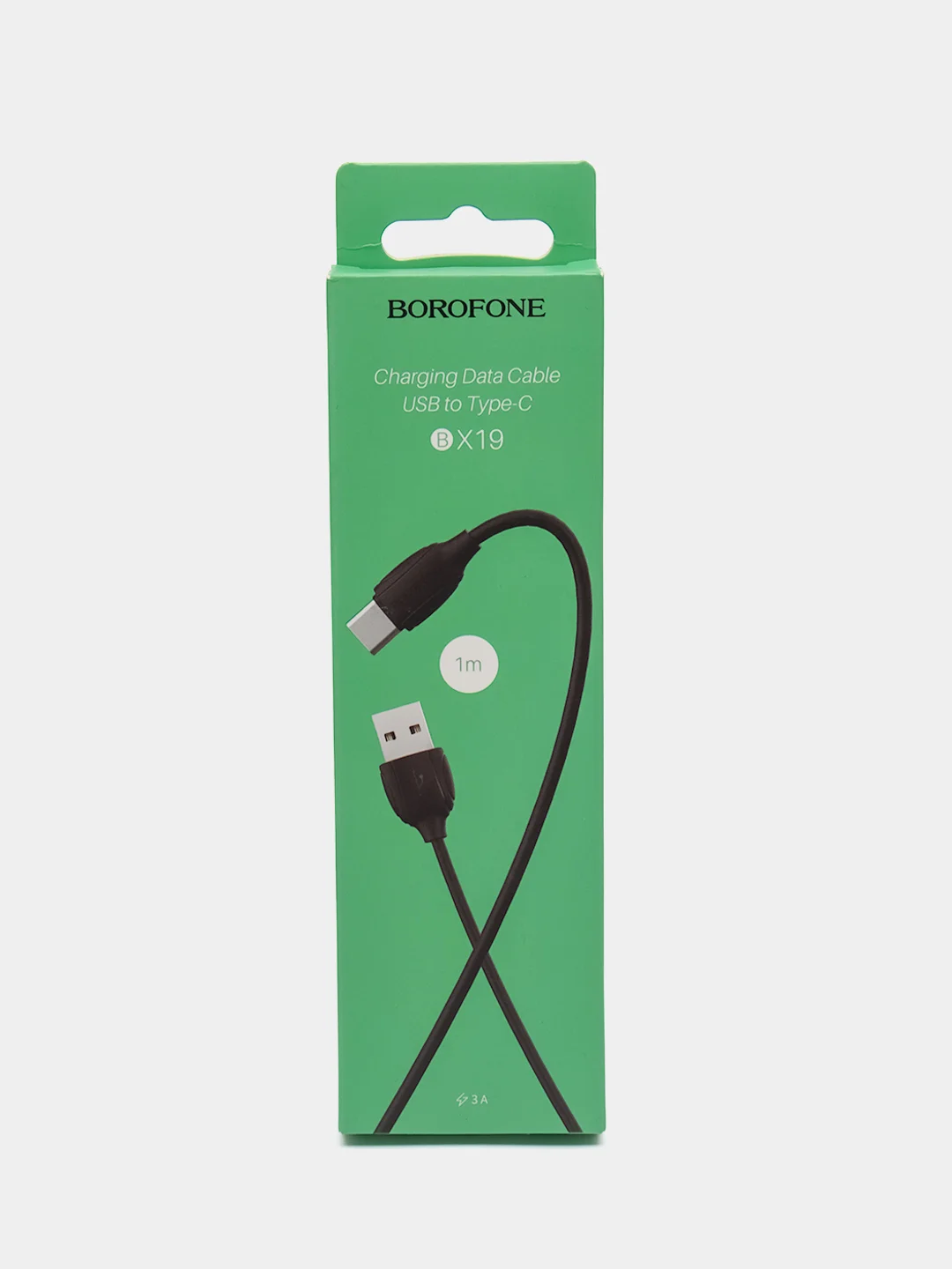 Черный usb зарядный кабель BOROFONE BX19 Type-C, 3A, 1 м