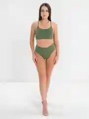 Зелёный хаки купальник женский раздельный