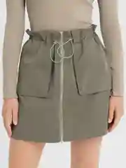 Зелёный хаки юбка карго мини