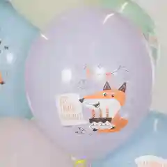 Воздушный Шар "Мяу, Лис Ми, Поздравляю", Ассорти, макарунс, 5 штук, 12 х 30 см
