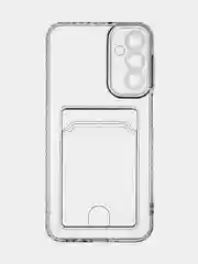 Прозрачный чехол ROSCO для Samsung Galaxy A24 с кармашком и защитой камер, картхолдер с карманом