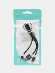 Черный кабель 2 в 1 LuazON, microUSB/Lightning - USB, 1 А, в виде брелка, черный