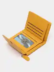 Желтый кошелек женский, маленький, из экокожи, для монет, карт, купюр