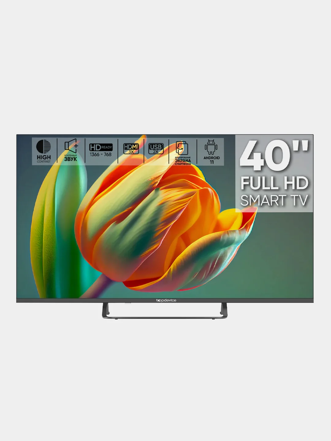 Черный телевизор LED 40" Topdevice Frameless 40BS04F, черный, Full HD/Smart TV/Wi-Fi