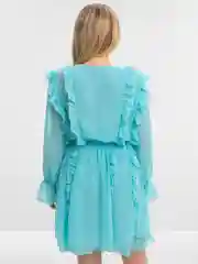 Мятный платье с воланами и рюшами из шифона