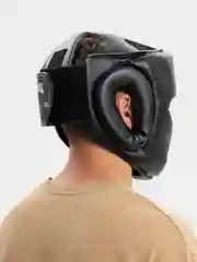 Черный шлем боксерский Reyvel Vinyl RV