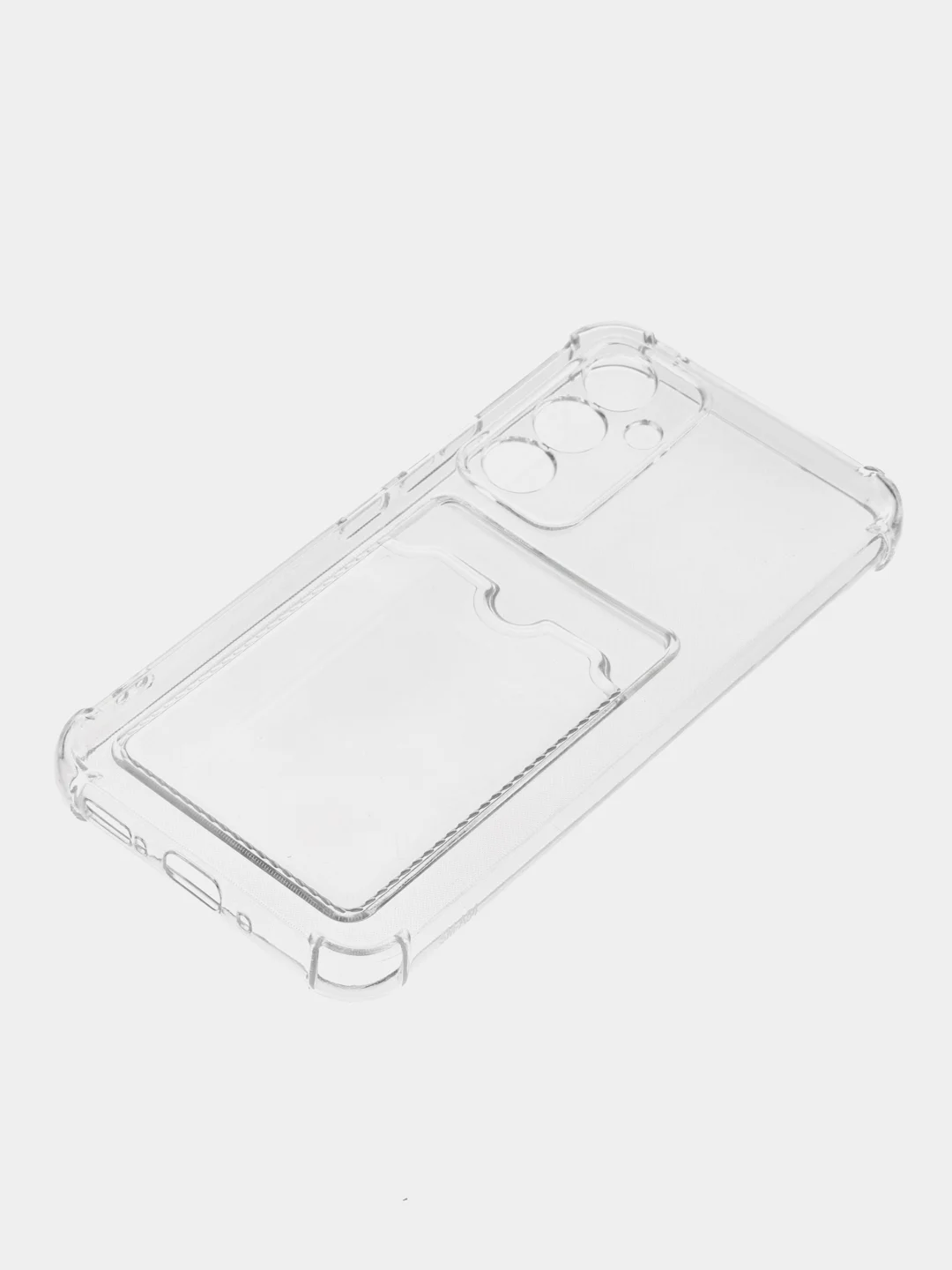 Прозрачный чехол для Samsung Galaxy A54 противоударный силиконовый ROSCO карман для карт защита углов