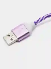 Фиолетовый кабель LuazON, microUSB - USB, 1 А, 1 м, оплётка нейлон, бело-фиолетовый