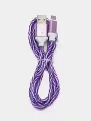 Фиолетовый кабель LuazON, microUSB - USB, 1 А, 1 м, оплётка нейлон, бело-фиолетовый