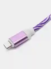 Фиолетовый кабель LuazON, microUSB - USB, 1 А, 1 м, оплётка нейлон, бело-фиолетовый