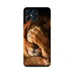 Светло-бежевый силиконовый чехол на Honor X8 / Хонор Х8 прозрачный, с рисунком, защита камеры